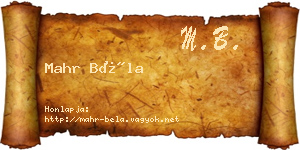 Mahr Béla névjegykártya